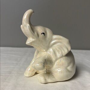 Vintage Iridescent Ceramic Elephant Figurine 6in Decorative Statue